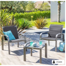 Salon de Jardin duo ELYN Bleu canard & Graphite -ETHIK HOME