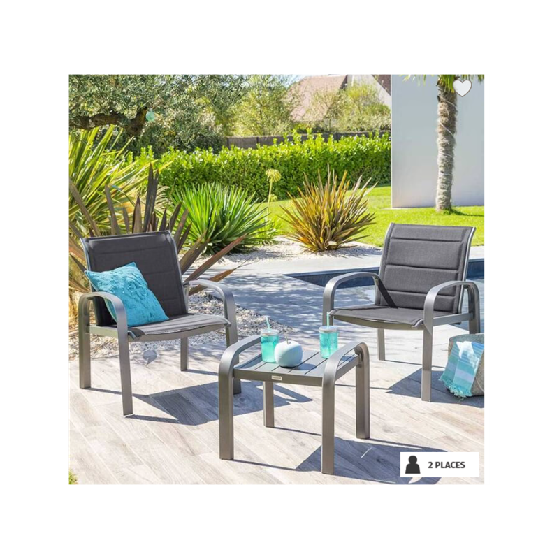 Salon de Jardin duo ELYN Bleu canard & Graphite -ETHIK HOME
